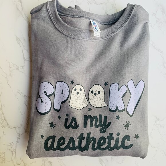 Jerzees 'Spooky is my Aesthetic' Oversized Crewneck Sweatshirt | 2XL | NWOT - Picture 1 of 4